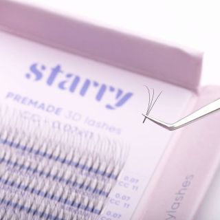 3D Ciglia Volume pre-fatte CC 0,07 (416 ventagli) 0 Starry ciglia